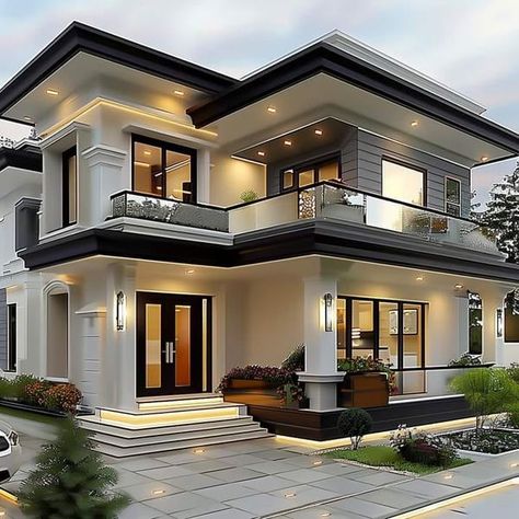 Solar Panel Roof Design House, New Model House, Double Storey House Plans, Best Modern House Design, Latest House Designs, Modern Bungalow House, Building House Plans Designs, Architectural Design House Plans, House Arch Design