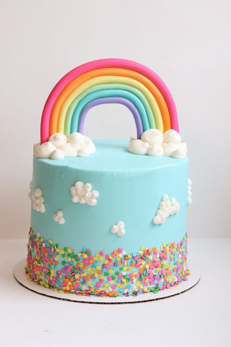 Cakes With Rainbows, 7th Birthday Girl Ideas Cake, Rainbow Theme Birthday Cake, Kids Cakes For Girls Birthdays, Theme Cakes For Kids, Rainbow Birthday Cake Ideas, Girls 4th Birthday Cake, 3 Cake, Girls 5th Birthday Cake