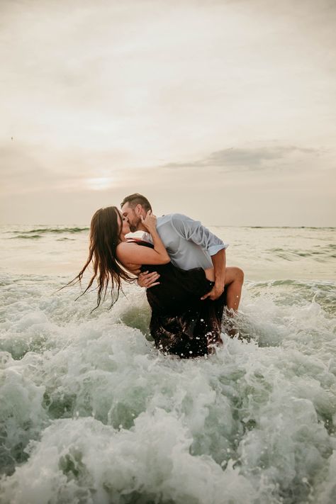 In The Water Couple Photoshoot, In Water Photoshoot Couples, Ocean Photoshoot Ideas Couple, Photoshoot On Beach Couple, Cool Couple Beach Photos, Beach In Water Photoshoot, We Do Part Two, Married Couple Beach Pictures, Couples Photoshoot Florida