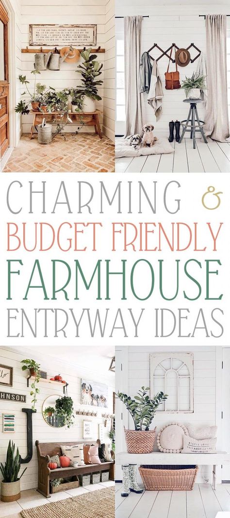 Foyer Ideas Entryway Farmhouse, Farmhouse Entryway Ideas, Country Entryway, Cottage Hallway, Rustic Farmhouse Entryway, Cottage Entryway, Farmhouse Foyer, Modern Farmhouse Entryway, Foyer Ideas Entryway