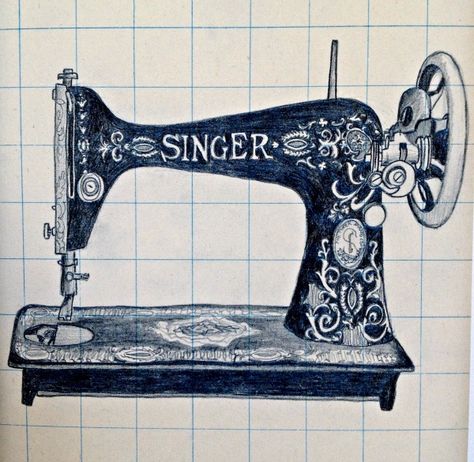 Possible tattoo idea: Singer sewing machine Sewing Machine Tattoo, Sewing Machine Drawing, Sewing Tattoos, Sewing Machines Best, Diy Sewing Table, Stick N Poke, Sewing Courses, Old Sewing Machines, Antique Sewing Machines