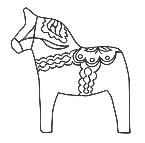 Swedish Dala horse coloring picture Horse Coloring Pages, Redwork Embroidery, Horse Tattoo, Dala Horse, Scandinavian Folk Art, Horse Pattern, Paper Embroidery, Folk Embroidery, Embroidery Patterns Free