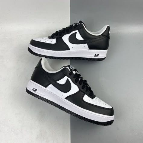 Nike Air Force 1 Low Custom Panda Nike Shoes Air Forces, Air Force Shoes Black And White, Pandas Air Jordans, Black And White Airforce 1s, Nikes Black And White, Nike Airforce Shoes, Air Jordan Pandas, Black And White Air Force 1 High Top, Nike Shoes White And Black