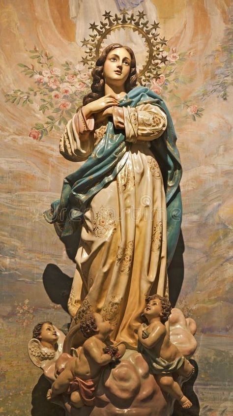 Immaculate Conception Of Mary, Christus Tattoo, Assumption Of Mary, Catholic Wallpaper, Mother Mary Images, Blessed Mary, Virgin Mary Statue, Images Of Mary, Mama Mary