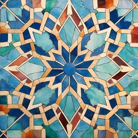 "Marrakesh Blue & Orange Star Moroccan Tile" - A collection that embraces the vibrant spirit of Marrakesh with bold blue and orange star-patterned Moroccan tiles. Moroccan Tile Art, Morrocon Interiors Tiles, Moroccan Tiles Pattern Design, Moroccan Colour Palette, Moroccan Mosaic Tile, Caviar Brunch, Andalucia Aesthetic, Marrakesh Aesthetic, Tiles Aesthetic