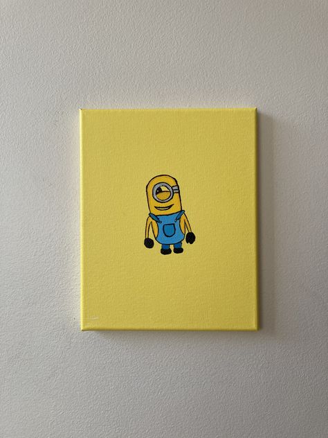 Canvas Painting Ideas Minions, Minion Painting Easy, Minion Art Paintings, Minion Painting On Canvas, Minion Painting, Disney Painting, Cute Vibe, Minion Art, Wood Paintings