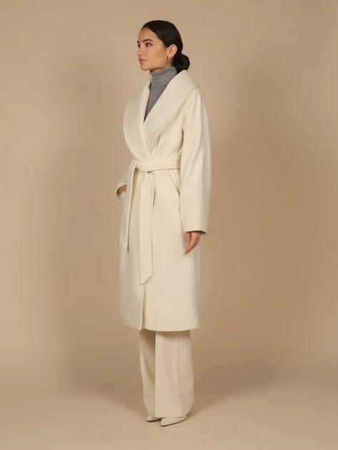 Winter Coats – Page 2 – Santinni Pick Stitch, Trench Coat Dress, Silk Coat, Faux Fur Hat, Hourglass Silhouette, Cashmere Fabric, Outfit Formulas, Shades Of Beige, Cashmere Coat