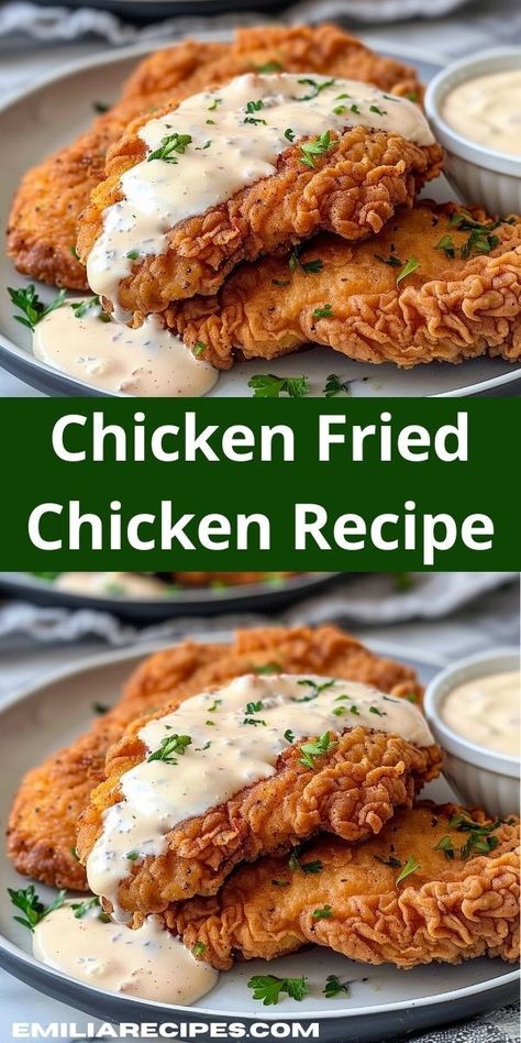 Craving something crispy and satisfying? This Chicken Fried Chicken recipe offers quick preparation and mouthwatering taste, making it a perfect choice for busy weeknights and cozy family dinners. Fried Chicken With Cream Of Chicken Soup, Baked Country Fried Chicken, How To Make Chicken Fried Chicken, Chicken Fried Chicken Cracker Barrel, Crispy Chicken With Sauce, Easy Fried Chicken Cutlets, Best Crispy Fried Chicken Recipe, Fried Chicken On Stove Top, Chicken Fried Chicken Gravy