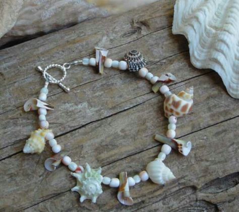 Shell bracelet. Summer Jewelry Diy, Beachy Bracelets, Shells Diy, Jewelry Artist, Seashell Jewelry, Shell Bracelet, Shell Crafts, Shell Jewelry, Bracelet Collection