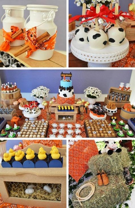 A Cute Little Farm Party Farm Baby Shower Theme, Farm Cakes, Barnyard Theme, Candy Tables, Farm Animals Theme, Farm Baby Shower, Animal Baby Shower Theme, Cowboy Baby Shower, Farm Cake