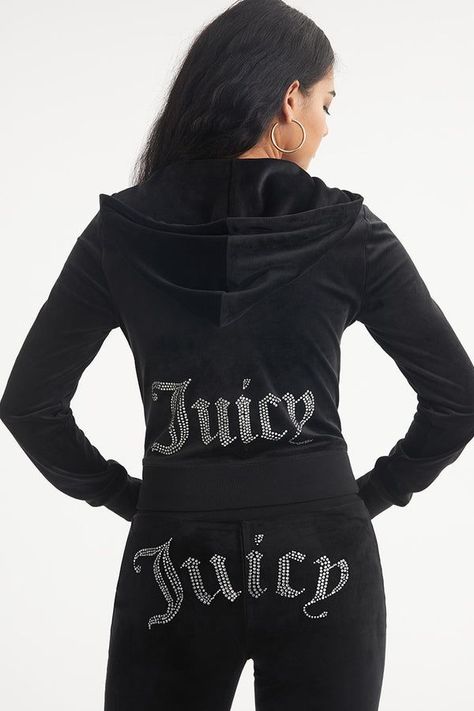 OG Big Bling Velour Hoodie Bedazzled Hoodie, Juicy Couture Clothes, Juicy Tracksuit, Juicy Couture Tracksuit, Black Tracksuit, Velour Tracksuit, Velour Hoodie, Juicy Couture Black, Tracksuit Set