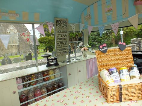 Inside of vintage ice cream van by Top Class Cars Inside Ice Cream Truck, Cafe Treats, Ice Cream Business, Coffee Van, Produce Stand, Cake Cafe, Ice Cream Van, Vintage Ice Cream, Van Ideas