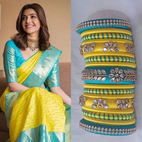 Wedding silk sarees 👗 on Instagram: "Gorgeous matching bangles for your kanchipuram silk sarees 💛 💙 . Bangles @…" Saree Kuchulu, Silk Thread Earrings Designs, Silk Thread Bangles Design, Designer Bangles, Silk Bangles, Silk Thread Earrings, Bangle Design, Thread Bangles Design, Simple Lehenga