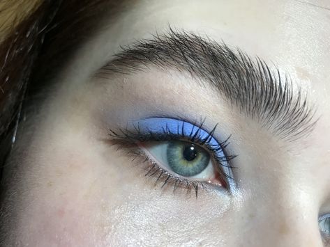 Siren Blue Eyeshadow, Matte Blue Eyeshadow, Colourpop Blue Moon, Dusty Blue Eyeshadow, Periwinkle Eyeshadow, Simple Blue Eyeshadow Looks, Blue Eyelook, Pastel Blue Eyeshadow, 1960 Makeup