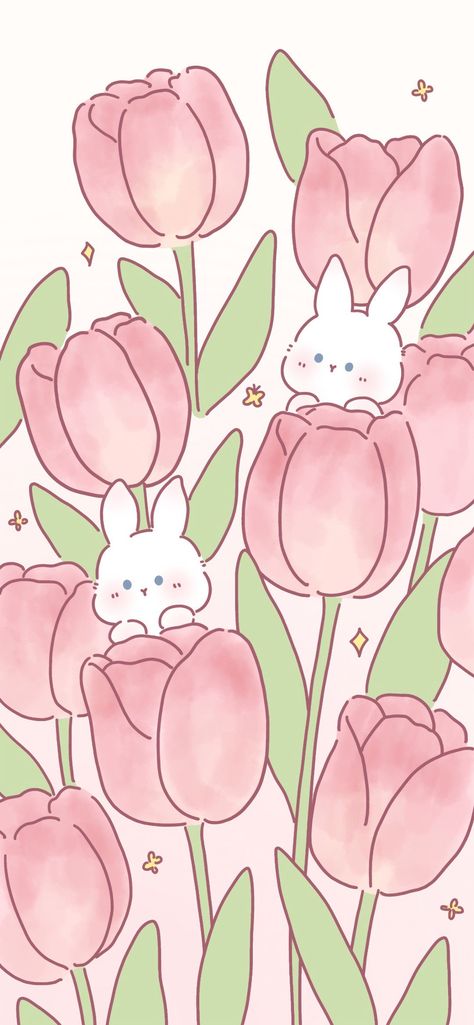 Frühling Wallpaper, Tulip Drawing, Cute Home Screen Wallpaper, Cute Home Screens, Images Kawaii, Cute Desktop Wallpaper, Cute Flower Wallpapers, Cute Simple Wallpapers, Cute Doodles Drawings