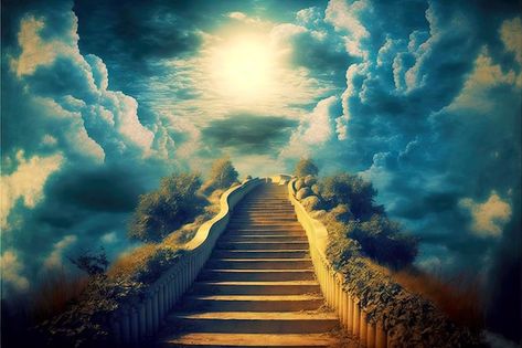 Stairway To Heaven Tattoo, Path To Heaven, Stairs To Heaven, Heaven Tattoos, Connecting With God, Graffiti Cartoons, Rock Painting Patterns, Stairway To Heaven, To Heaven