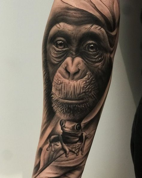 Monkey Face Tattoo, Monkey Tattoo, Ma Tattoo, The Best Tattoos, Monkey Tattoos, Tattoo Instagram, Monkey Face, Best Tattoos, Leg Sleeve Tattoo