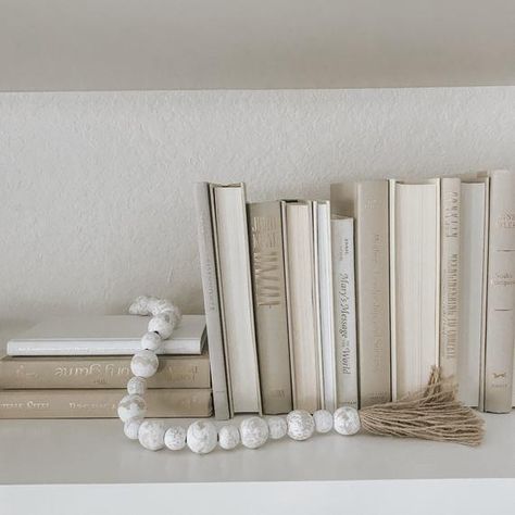 Neutral Books, Book Shelf Styling, Farmhouse Books, Cream Aesthetic, Decorative Books, White Books, Table Books, Custom Book, Shelf Styling