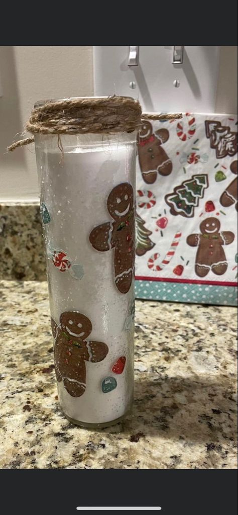 Candles 2023, Dollar Tree Diy Candle, Cricut Candles, Dollar Tree Candles, Dollar Store Candles, Tree Candles, Gingerbread Christmas Decor, Orange Candle, Candle Altar