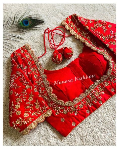 Beautiful blouse by @manasafashions__ ✨Blouses are customised on order only. ✨No readymade blouses. WhatsApp +91 7330896469 for orders… | Instagram Manasa Fashions, Red Blouse Design, Blouse Inspiration, Latest Blouse Neck Designs, Maggam Designs, Pink Blouse Designs, Blue Blouse Designs, Bridal Blouses, Latest Bridal Blouse Designs