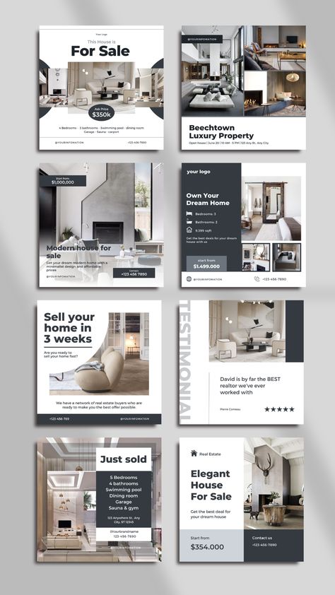 Real estate templates are the perfect solution for anyone looking to create professional and eye-catching real estate marketing materials. Our templates are designed with the latest trends in mind, making sure that your listings stand out from the crowd. Don't settle for generic marketing materials, invest in our real estate templates and take your business to the next level. #realestatetemplates #realtortemplates Real Estate Templates Marketing, Real Estate Marketing Templates, New Listing Real Estate Post, Real Estate Development Branding, Real Estate Marketing Ideas Social Media, Real State Designs Social Media, Real Estate Words, Real Estate Graphic Design, Real Estate Social Media Design