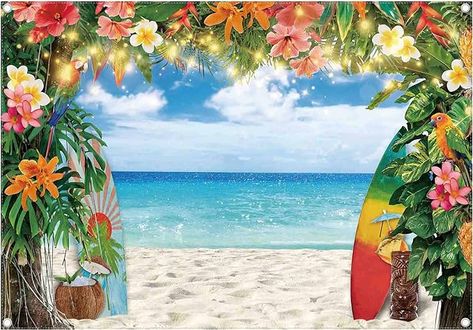 Amazon.com : YCUCUEI 7x5ft Fabric Summer Hawaiian Beach Photography Backdrop Tropical Flower Palm Leaves Surfboard Background Aloha Luau Decorations Photo Banner : Electronics Surfboard Background, Hawaiian Background, Luau Decorations, Party Backdrops, Hawaiian Luau Party, 50th Birthday Decorations, Surf Decor, Hawaiian Theme, Hawaiian Beach