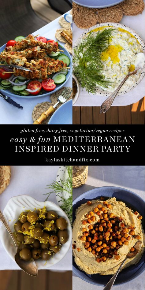 I recently hosted a Mediterranean Themed Dinner Party and it was absolutely delicious with tons of fresh, flavorful recipes that were easy to prepare! I created new recipes as well as selected existing ones from my blog in order to create an easy, healthy and memorable menu that was right on theme. Head to my blog for my preparation timeline as well as my full menu with links to the recipes! Mediterranean Menu For Wedding, Mediterranean Menu Dinner Parties, Pescatarian Dinner Party, Fancy Mediterranean Dinner, Medditeranean Dinner Party, Mediterranean Dinner Party Recipes, Pescatarian Dinner Party Menu Ideas, International Dinner Party Ideas, Easy Summer Dinner Party Menu Ideas