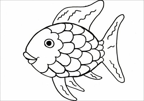 Rainbow Fish Template, Rainbow Fish Coloring Page, Rainbow Fish Crafts, Free Coloring Pictures, The Rainbow Fish, Zoo Animal Coloring Pages, Fish Printables, Fish Coloring, Fish Template