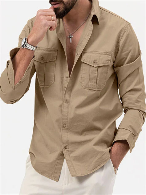 Pattern: solid color
Color: black, khaki, gray, army green, white
Product Category:Shirt
Suitable for the crowd: teenagers
Size:S,M,L,XL,XXL,XXXL Costume Africain, Collar Shirt Men, Cargo Shirts, Safari Style, Mens Cargo, Mens Khakis, Well Dressed Men, Pocket Shirt, Casual Look