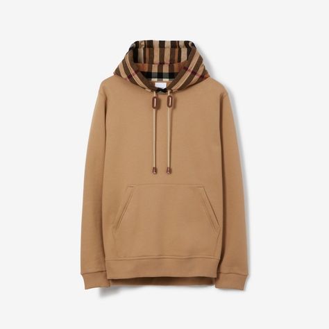 Check Hood Hoodie in Camel - Men | Burberry® Official Burberry Pullover, Burberry Sweatshirt, Burberry Hoodie, Givenchy Jacket, Versace Jacket, Off White Jacket, Burberry T Shirt, Burberry Sweater, Versace T Shirt