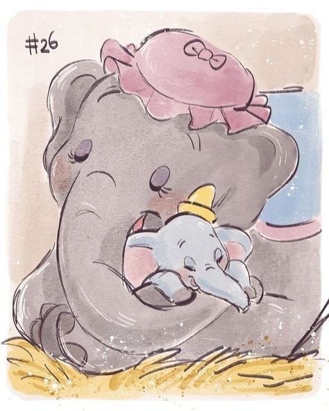 Dumbo Gift Ideas, Disney Dumbo Art, Dumbo Drawing, Mom Drawing, Baby Dumbo, Images Disney, Ill Always Love You, Disney Art Drawings, Disney Sketches