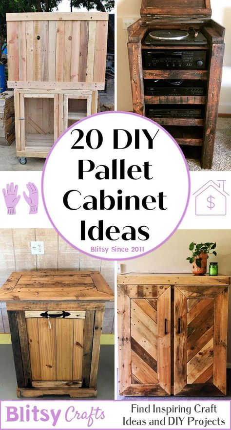 Diy Pallet Pantry, Pallet Cabinet Doors Diy, Pallet Projects For Bathroom, Home Made Cabinets, Diy Pallet Cabinets Kitchen, Pallet Cupboards Kitchen, Pallet Outdoor Kitchen Diy Projects, Pallet Pantry Cabinet Diy, Pallet Bathroom Cabinet