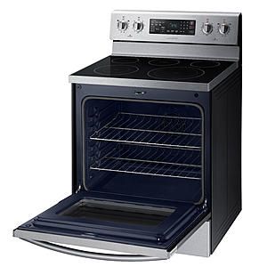 Samsung NE59M4320SS/AA - 5.9 cu. ft. Freestanding Electric Range w/ Warming Center - Stainless Steel | American Freight (Sears Outlet) Electric Ranges, Cleaning Oven Racks, Self Cleaning Ovens, Convection Cooking, Stereo Systems, Single Oven, Pan Sizes, 5 Elements, Electric Range