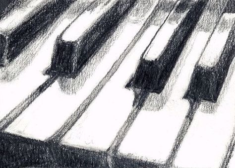 Piano by Saylor Wolf Key Drawings, Easy Pencil Drawings, Music Drawings, White Drawing, Charcoal Art, Piano Keys, Graphite Drawings, Arte Sketchbook, Pencil Art Drawings