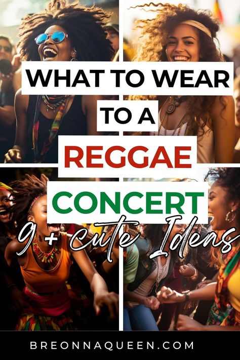 "Get ready to groove in style with these fashion tips for women attending a reggae concert. Embrace the reggae vibes with breezy silhouettes, bold prints, and a touch of bohemian flair. #ReggaeFashion #ConcertOutfitIdeas #BohoChic" Rasta Inspired Outfits, Rasta Party Outfit, Outfits For Reggae Concert, Reggae Outfits For Women, Reggae Inspired Outfits, Island Concert Outfit, Bob Marley Outfit Women, Dancehall Concert Outfit Ideas, Reggae Outfit Ideas