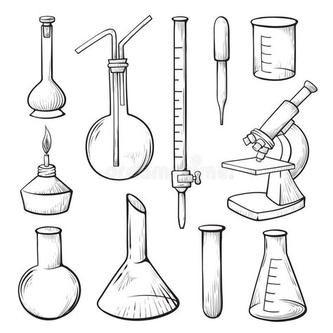 Laboratory equipment hand drawn vector illustrations set. Lab glassware and micr , #ad, #illustrations, #vector, #Lab, #set, #equipment #ad Laboratory Apparatus Drawing, Laboratory Apparatus, Chemistry Drawing, Group Posing, Chemistry Lab Equipment, Lab Glassware, Biology Jewelry, Chemical Laboratory, Science Drawing