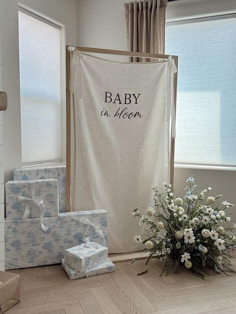 Baby Boy In Bloom Cake, Babies Breath Baby Shower Ideas, Linen Baby Shower Sign, Baby Boy In Bloom Baby Shower Theme, Dainty Baby Shower Ideas, April Boy Baby Shower Ideas, Baby In Bloom Boy Baby Shower Theme, Baby Boy Spring Shower Ideas, April Baby Shower Ideas Boys