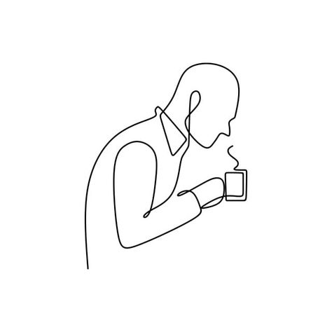 Person Drinking Coffee Drawing, Person Drinking Coffee, Drinking Coffee Drawing, Happy Drawings, People Drinking Coffee, Orange Juice Drinks, People Drinking, Coffee Line, Human Vector