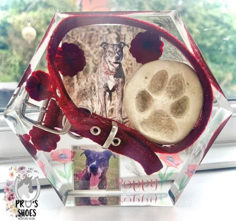 Epoxy Pet Memorial, Diy Pet Memorial Ideas Dogs, Pet Cremation Ideas, Resin Pet Memorial Ideas, Resin Memorial Ideas, Pet Memorial Ideas Dogs, Dog Keepsake, Diy Resin Mold, Dead Dog