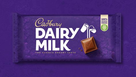 Bulletproof Gives Cadbury A New, Revitalized Global Brand Identity | Dieline Cadbury Fruit And Nut, Fruit And Nut Chocolate, Milk Fruit, Cadbury Dairy Milk Chocolate, Fruit And Nut Bars, Milk Brands, Milk Packaging, Dairy Milk Chocolate, Cadbury Chocolate