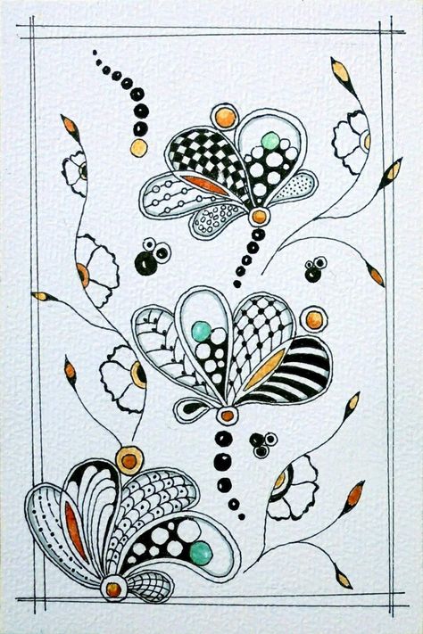 Zentangle On Canvas, Paint Pen Ideas, Zentangle Drawings Ideas, Whimsical Art Drawings, Zantangle Art, Zentangle Flowers, Zen Doodles, Zen Tangles, Zen Doodle Patterns