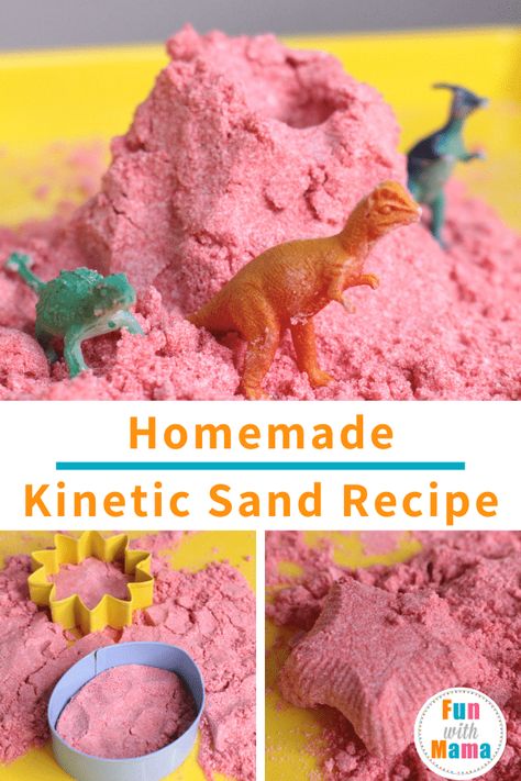 Play Sand Recipe, Kinetic Sand Recipe, Homemade Kinetic Sand, Ece Activities, Make Kinetic Sand, Sand Recipe, Diy Kinetic Sand, Sands Recipe, Play Sand