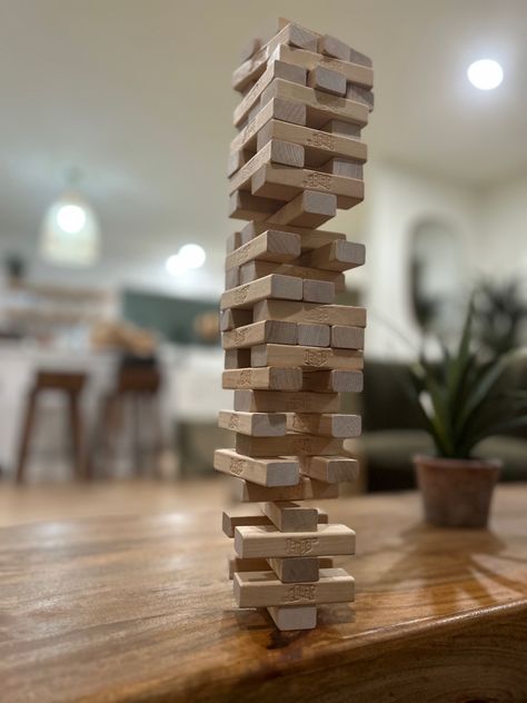 This aesthetic tower was made by my kids while they were playing Jenga! In our vacation home in Lake Havasu! Jenga Aesthetic, Jenga Tower, Tower Aesthetic, Lake Havasu, Rustic Bedroom, Vacation Home, Tower, Lake, Bedroom