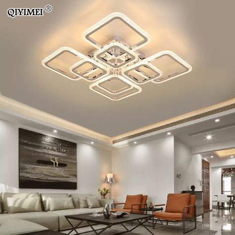 Modern LED Chandelier Remote Dimmable Indoor Lighting For Bedroom Restaurant Study Dining Living Room Light Fixtures Home Lustre Contemporary Ceiling, Beacon Of Light, Chandelier Bedroom, Dining Living Room, Mode Design, Modern Square, Led Pendant Lights, Led Chandelier, Modern Chandelier