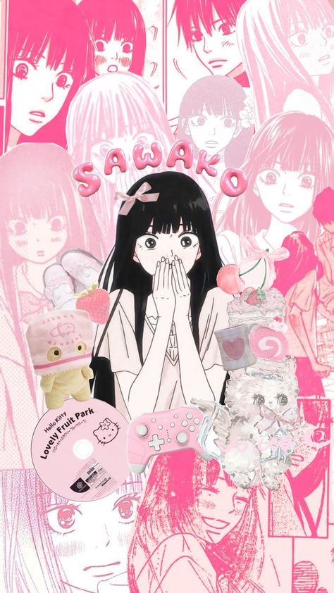 Shoujo Aesthetic Wallpaper, Pink Manga Wallpaper, Manga Lockscreen, Kimi Ni Todoke Wallpaper, Sawako Wallpaper, Kimi Ni Todoke Wallpapers, Kawaii Wallpaper Aesthetic, Shoujo Wallpaper, Pink Twitter