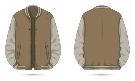 Casual varsity jacket template front and back view Varsity Jacket Template, Jacket Template, Senior Jackets, Company Logo Design, Black Streetwear, Back View, Apparel Design, Premium Vector, Mockup