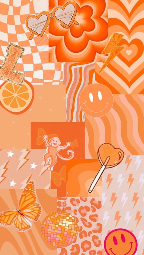 Orange preppy#preppy#orange Preppy Orange, Orange Preppy, Moving Wallpapers, Positive Wallpapers, Orange Wallpaper, Orange Aesthetic, Preppy Wallpaper, Collage Background, Kawaii Wallpaper