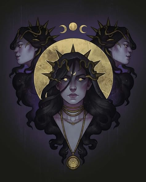 Zarimoth ✦ Mystical Artist | Hecate ✦ Portrait Hello, my loves! 💖✨ I’m glad to be back with my usual mystical illustrations 🔮✨ As some of you may know, along with… | Instagram Along With The Gods, W.i.t.c.h Art, Hecate Goddess, Greek Pantheon, Ancient Goddesses, Pagan Art, Greek Gods And Goddesses, Witch Spell Book, Tarot Art