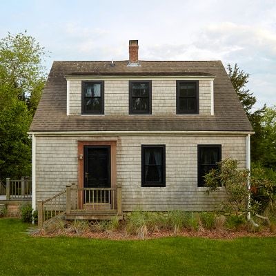 Cedar Shingle Cottage, Shingle Cottage, Westerly Rhode Island, New England Cottage, Cape Style Homes, Black Front Door, Cedar Walls, New England Farmhouse, Cottage Bungalow