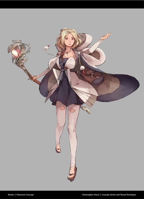 ArtStation - RPG Character Concept: Healer, christopher onciu Anime Healer, Healer Character Design, Healer Character, Witch Concept, Fantasy Classes, Female Armor, Friend Anime, Concept Art Drawing, Fantasy Concept Art